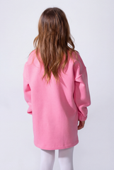 Girls’ Oversized Long-Sleeve With Comfortable Crew Neck Dropped Shoulders Playful Graphic Print Cozy Casual Modern Melton Sweatshirt
