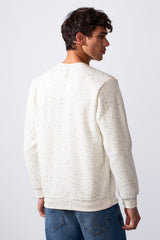 Men's Nep Fabric Slim Fit Jakar Round Neck Long Sleeve Sweatshirt