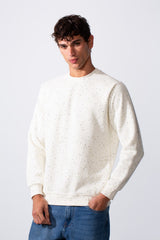 Men's Nep Fabric Slim Fit Jakar Round Neck Long Sleeve Sweatshirt