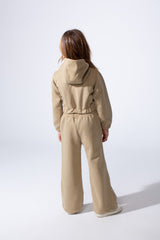 طقم ملبن مريح مكون من قطعتين للفتيات بقصة قصيرة وأكمام طويلة وأساور مطاطية وتصميم أنيق وبسيط