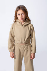 طقم ملبن مريح مكون من قطعتين للفتيات بقصة قصيرة وأكمام طويلة وأساور مطاطية وتصميم أنيق وبسيط