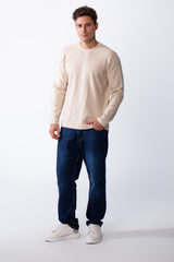 Men's Rounded Neckline Long Sleeves Basic Slim Fit Perfect For Layering T-Shirt
