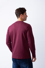قميص رجالي بأكمام طويلة وياقة دائرية أساسية Slim Fit مثالي للطبقات