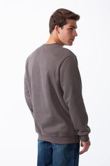 Men's Practical Ribbed Fabric Round Neckline Long Sleeve Basic Perfect For Layering Slim Fit Pullover