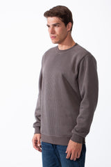 Men's Practical Ribbed Fabric Round Neckline Long Sleeve Basic Perfect For Layering Slim Fit Pullover