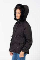 Girl’s Tomato Store Warm Faux Fur Hood Large Front Pockets Zip-Up Closure Waterproof Jacket