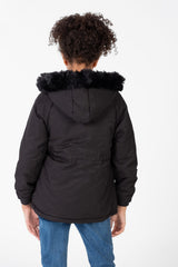 Girl’s Tomato Store Warm Faux Fur Hood Large Front Pockets Zip-Up Closure Waterproof Jacket