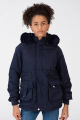 Girl’s Tomato Store Warm Faux Fur Hood Large Front Pockets Zip-Up Closure Waterproof Jacket