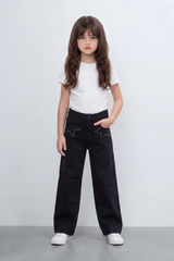 Girl's Tomato Store Stardust Pants Rhinestone Star Artwork Around The Front Pockets Washed Grain