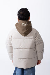 Boy’s Boys Hooded Quilted Puffer Waterproof Jacket with Front Snap and Zip Closure Adjustable Drawstring Hood and Side Pockets