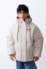 Boy’s Boys Hooded Quilted Puffer Waterproof Jacket with Front Snap and Zip Closure Adjustable Drawstring Hood and Side Pockets