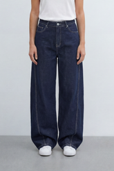 Women’s Tomato Store Contrast Stitch Wide Leg Denim Jeans Pants