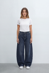 Women’s Tomato Store Wide Leg Jeans Curved Oversized Silhouette Denim Pants