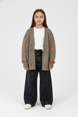 Girl's Slim Fit Knit Cardigan Pullover With A Star Print And Long Sleeves