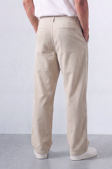 Men’s Tomato Store Cord Line Chino Staight Linen Pants Fine Vertical Rib Texture Sharpens The Clean Tailored Look