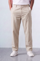 Men’s Tomato Store Cord Line Chino Staight Linen Pants Fine Vertical Rib Texture Sharpens The Clean Tailored Look