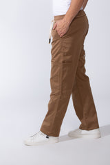 Men’s Casual Jogger-Style Elasticated Waistband Functional Side Pockets Utility-Inspired Thigh Seam Detailing Versatile Modern Look Wide leg Pants