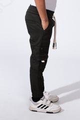 بنطال شروال كاجوال للأولاد مع عدة جيوب كارجو من جبردين وخصر مطاطي مع رباط قابل للتعديل