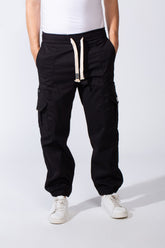 Men's Casual Joggar With Elastic Waistband And Ankles Multiple Pockets Flip Details Modern Sporty Cargo Pants