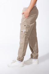 Men's Casual Joggar With Elastic Waistband And Ankles Multiple Pockets Flip Details Modern Sporty Cargo Pants