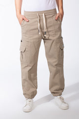 Men's Casual Joggar With Elastic Waistband And Ankles Multiple Pockets Flip Details Modern Sporty Cargo Pants