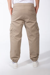 Men's Casual Joggar With Elastic Waistband And Ankles Multiple Pockets Flip Details Modern Sporty Cargo Pants
