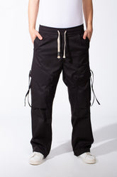 Men's Stacked Utility Pockets Unique Double Flap Elasticated Drawstring Waist Smart Casual Soft Waterproof Cargo Pants