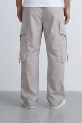Men's Stacked Utility Pockets Unique Double Flap Elasticated Drawstring Waist Smart Casual Soft Waterproof Cargo Pants