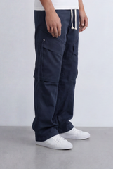 Men's Stacked Utility Pockets Unique Double Flap Elasticated Drawstring Waist Smart Casual Soft Waterproof Cargo Pants