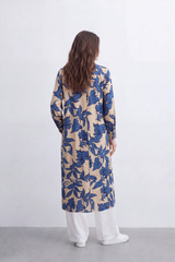 Women’s Tomato Store Botanical Duster Blouse Leaf Print Covers The Full Length Front And Back Soft Matte Texture Button Front Longline Flowing Shape