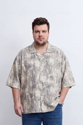 Men's Tomato Store Woven Shirt Abstract Allover Print Revere Collar Button Front Loose Big Size Fit