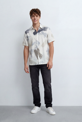Men’s Tomato Store Printed Resort Shirt Featuring All Over Abstract Brushstroke Pattern