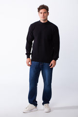 Men's Crew Neck Textured Ribbed Knit Fabric With Long Sleeve Basic Slim Fit For Layering Classic Pullover