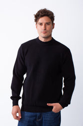بلوفر رجالي بياقة دائرية من قماش محبوك مضلع وملمس مع أكمام طويلة Slim Fit أساسي للطبقات كلاسيكي