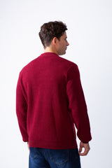 Men's Crew Neck Textured Ribbed Knit Fabric With Long Sleeve Basic Slim Fit For Layering Classic Pullover