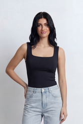 Women’s Tomato Store Square Neck Tank Basic Top Wide Strap Design T-Shirt