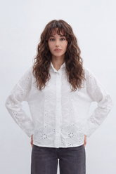 Women’s Tomato Store Eyelet Bloom Blouse Cutwork Floral Embroidery Spreads Across The Body With Punched Lace Detail