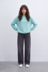 Women’s Tomato Store Bonjour Patch T-Shirt Centered Script Label Detail Smooth Plain Surface Relaxed