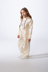 Girl’s Sweet Rabbit Print Slim Fit Melton Two-Pieces Cropped Outfit Set