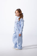 Girl’s Sweet Rabbit Print Slim Fit Melton Two-Pieces Cropped Outfit Set