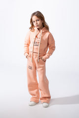 Girl’s Sweet Rabbit Print Slim Fit Melton Two-Pieces Cropped Outfit Set