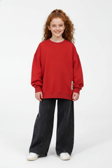 Girl’s Slim Fit Melton Round Neck Daily Wear Sweatshirt