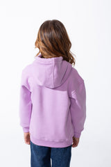 Girl's Oversized Crew Neck Ribbed Cuffs Bold Chest Graphic Sweatshirt
