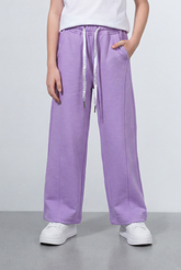Girl's Tomato Store Wide Leg Sweatpants Elastic Waist Front Seam Line Detail