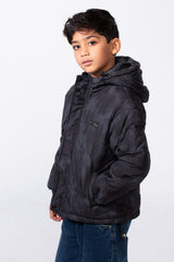 Boy's Waterproof Hooded Long Sleeve Jacket With Pockets Puffer