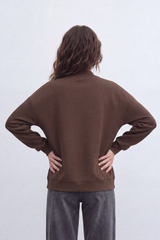 Women’s Tomato Store Snap Panel Sweatshirt Smooth Matte Surface With Front Button Placket Detail Relaxed