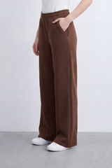 Women’s Tomato Store Air Column Wide Sweatpants Washed Plain Surface Front Seam Lines Elastic Waist Side Pockets Relaxed