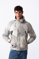 Men's Hood Modern Print Waterproof Long Sleeve Jacket