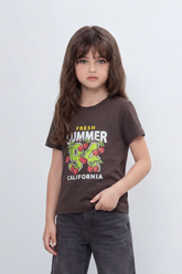 Girl's Tomato Store Fresh Summer Graphic T-Shirt Bold Front 94 California Artwork Cherry Pop Print Slim Fit