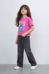 Girls’ Tomato Store Galaxy Buddy T Shirt Front Cartoon Mascot Print With Puffy Shadow Typography 626 Number Detail Star Artwork Plain Slim Fit
